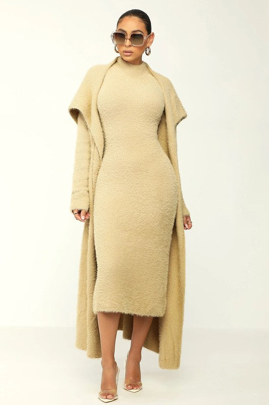 Show Stopper Skim Two-Piece Cardigan & Dress Set