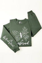 Load image into Gallery viewer, Cre8ed2luv&#39;s Transformed Faith Sleeve Graphic Fleece Sweatshirt