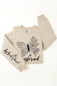 Cre8ed2luv's Transformed Faith Sleeve Graphic Fleece Sweatshirt