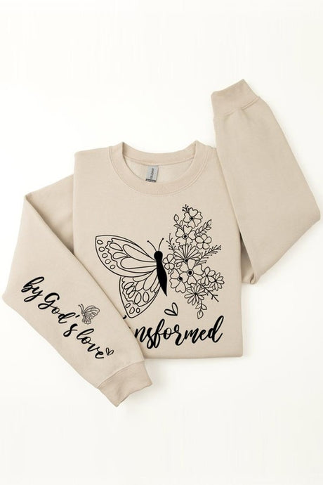 Cre8ed2luv's Transformed Faith Sleeve Graphic Fleece Sweatshirt