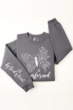 Load image into Gallery viewer, Cre8ed2luv&#39;s Transformed Faith Sleeve Graphic Fleece Sweatshirt