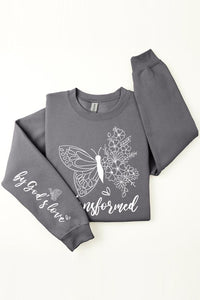 Cre8ed2luv's Transformed Faith Sleeve Graphic Fleece Sweatshirt