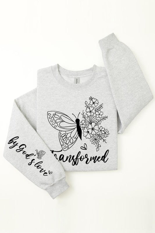 Cre8ed2luv's Transformed Faith Sleeve Graphic Fleece Sweatshirt