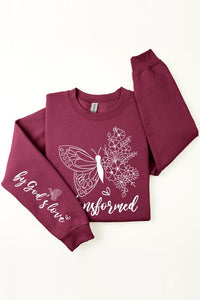 Cre8ed2luv's Transformed Faith Sleeve Graphic Fleece Sweatshirt