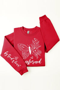 Cre8ed2luv's Transformed Faith Sleeve Graphic Fleece Sweatshirt