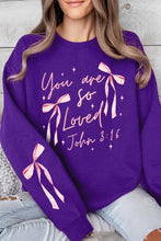 Load image into Gallery viewer, Cre8ed2luv&#39;s Pink Bow You Are So Loved Graphic Sweatshirt
