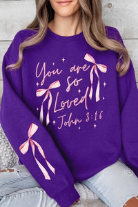 Cre8ed2luv's Pink Bow You Are So Loved Graphic Sweatshirt