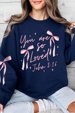 Load image into Gallery viewer, Cre8ed2luv&#39;s Pink Bow You Are So Loved Graphic Sweatshirt