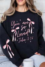 Load image into Gallery viewer, Cre8ed2luv&#39;s Pink Bow You Are So Loved Graphic Sweatshirt
