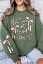 Load image into Gallery viewer, Cre8ed2luv&#39;s Pink Bow You Are So Loved Graphic Sweatshirt
