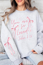 Load image into Gallery viewer, Cre8ed2luv&#39;s Pink Bow You Are So Loved Graphic Sweatshirt