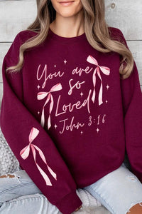 Cre8ed2luv's Pink Bow You Are So Loved Graphic Sweatshirt