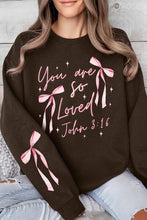Load image into Gallery viewer, Cre8ed2luv&#39;s Pink Bow You Are So Loved Graphic Sweatshirt
