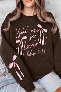 Cre8ed2luv's Pink Bow You Are So Loved Graphic Sweatshirt