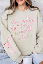 Load image into Gallery viewer, Cre8ed2luv&#39;s Pink Bow You Are So Loved Graphic Sweatshirt