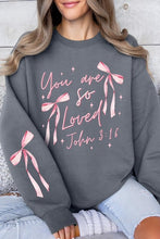 Load image into Gallery viewer, Cre8ed2luv&#39;s Pink Bow You Are So Loved Graphic Sweatshirt