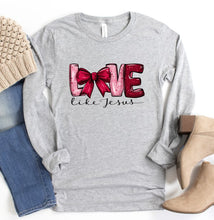 Load image into Gallery viewer, Cre8ed2luv&#39;s Red Love Like Jesus PLUS Long Sleeve Tee