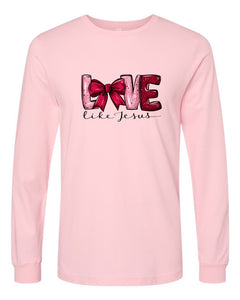 Cre8ed2luv's Red Love Like Jesus PLUS Long Sleeve Tee