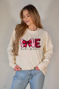 Cre8ed2luv's Red Love Like Jesus PLUS Long Sleeve Tee