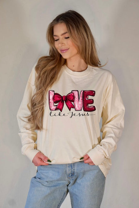Cre8ed2luv's Red Love Like Jesus PLUS Long Sleeve Tee
