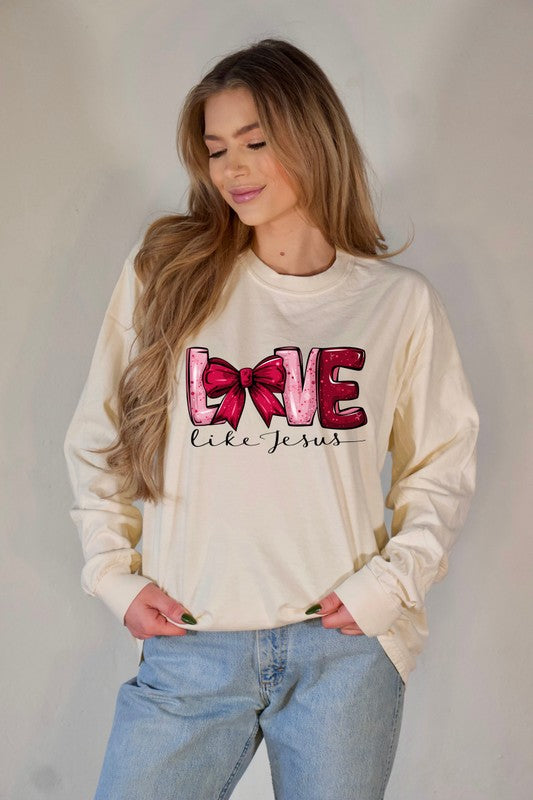 Cre8ed2luv's Red Love Like Jesus PLUS Long Sleeve Tee