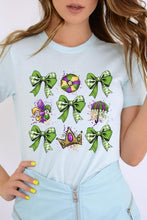 Load image into Gallery viewer, Cre8ed2luv&#39;s Mardi Gras Multi Bow Graphic Tee