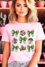 Load image into Gallery viewer, Cre8ed2luv&#39;s Mardi Gras Multi Bow Graphic Tee