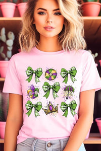 Cre8ed2luv's Mardi Gras Multi Bow Graphic Tee