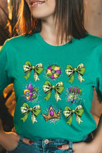 Load image into Gallery viewer, Cre8ed2luv&#39;s Mardi Gras Multi Bow Graphic Tee
