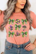 Load image into Gallery viewer, Cre8ed2luv&#39;s Mardi Gras Multi Bow Graphic Tee