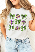 Load image into Gallery viewer, Cre8ed2luv&#39;s Mardi Gras Multi Bow Graphic Tee