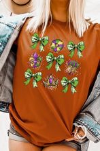 Load image into Gallery viewer, Cre8ed2luv&#39;s Mardi Gras Multi Bow Graphic Tee