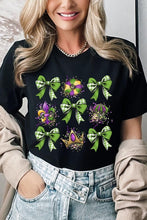 Load image into Gallery viewer, Cre8ed2luv&#39;s Mardi Gras Multi Bow Graphic Tee