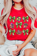 Load image into Gallery viewer, Cre8ed2luv&#39;s Mardi Gras Multi Bow Graphic Tee