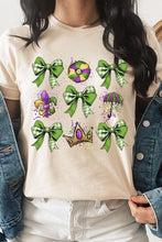 Load image into Gallery viewer, Cre8ed2luv&#39;s Mardi Gras Multi Bow Graphic Tee