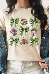 Cre8ed2luv's Mardi Gras Multi Bow Graphic Tee