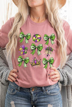 Load image into Gallery viewer, Cre8ed2luv&#39;s Mardi Gras Multi Bow Graphic Tee