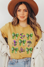 Load image into Gallery viewer, Cre8ed2luv&#39;s Mardi Gras Multi Bow Graphic Tee