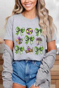 Cre8ed2luv's Mardi Gras Multi Bow Graphic Tee