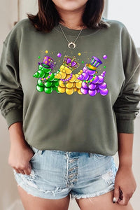 Cre8ed2luv's Mardi Gras Bead Dog Graphic Sweatshirt