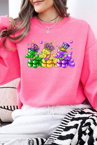 Cre8ed2luv's Mardi Gras Bead Dog Graphic Sweatshirt