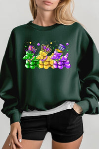 Cre8ed2luv's Mardi Gras Bead Dog Graphic Sweatshirt