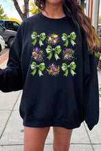 Load image into Gallery viewer, Cre8ed2luv&#39;s Mardi Gras Graphic Multi Bow Sweatshirt