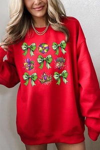 Cre8ed2luv's Mardi Gras Graphic Multi Bow Sweatshirt