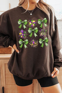 Cre8ed2luv's Mardi Gras Graphic Multi Bow Sweatshirt