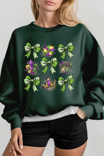 Load image into Gallery viewer, Cre8ed2luv&#39;s Mardi Gras Graphic Multi Bow Sweatshirt