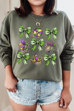 Load image into Gallery viewer, Cre8ed2luv&#39;s Mardi Gras Graphic Multi Bow Sweatshirt