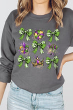 Load image into Gallery viewer, Cre8ed2luv&#39;s Mardi Gras Graphic Multi Bow Sweatshirt