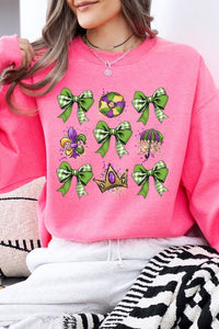 Cre8ed2luv's Mardi Gras Graphic Multi Bow Sweatshirt