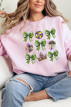 Load image into Gallery viewer, Cre8ed2luv&#39;s Mardi Gras Graphic Multi Bow Sweatshirt